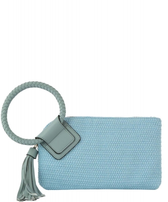 Canvas Cuff Handle Tassel Wristlet Clutch JYM-0438 LIGHT BLUE